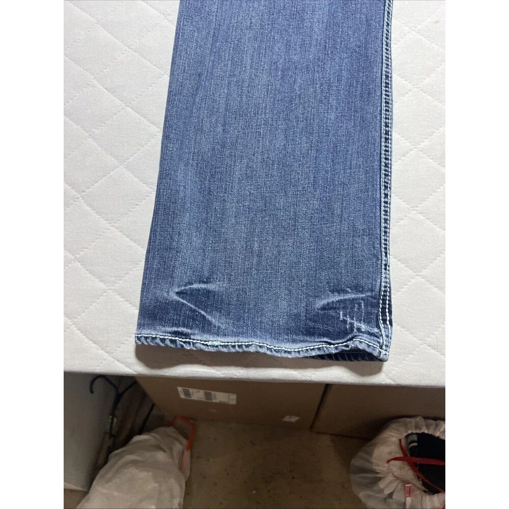 BKE Denim Tyler Straight Jeans Men's 36R(36x32) Dark Wash Factory Distressing